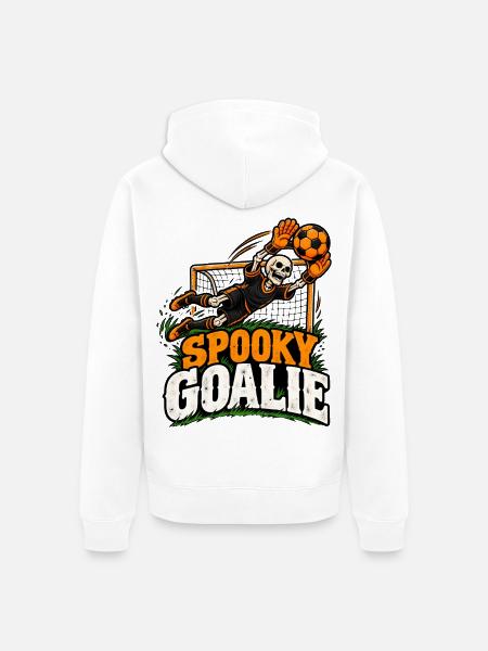 Spooky Goalie Skeleton Soccer - Unisex Premium Bio Zip Hoodie - Weiß
