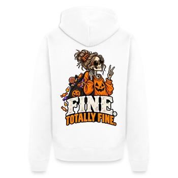 Halloween-Skelett mit Kürbis-Sweatshirt - Unisex Premium Bio Zip Hoodie - Weiß - Hinten - Thijin (182cm)