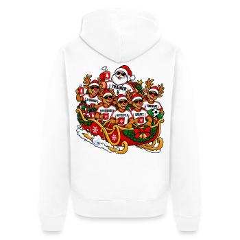 Lustiger Fussball-Weihnachtspulli- Fussball Outfit - Unisex Premium Bio Zip Hoodie - Weiß - Hinten - Thijin (182cm)