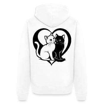 ❤ 🐱 Gatti Innamorati – Amore felino con cuore 2 - Unisex Premium Bio Zip Hoodie - Weiß - Hinten - Thijin (182cm)