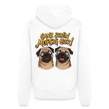 Ganz schön mopsig hier! Lustige Möpse Mops Spruch - Unisex Premium Bio Zip Hoodie - Weiß - Hinten - Thijin (182cm)