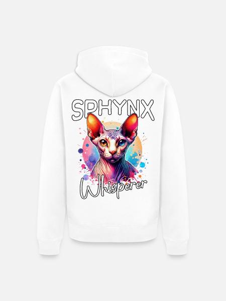 Sphynxkatze Flüsterer - Unisex Premium Bio Zip Hoodie - Weiß
