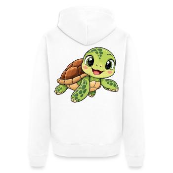 Schildkröte Kawaii Style – Süßes Tiermotiv - Unisex Premium Bio Zip Hoodie - Weiß - Hinten - Thijin (182cm)