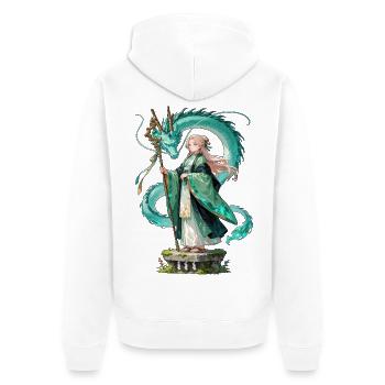 Ryuu Sage – Drachen Magierin Anime Manga - Unisex Premium Bio Zip Hoodie - Weiß - Hinten - Thijin (182cm)