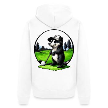 Stinktier Golfspieler - Unisex Premium Bio Zip Hoodie - Weiß - Hinten - Thijin (182cm)