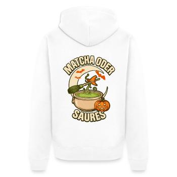 Freches Matcha oder Saures Halloween - Unisex Premium Bio Zip Hoodie - Weiß - Hinten - Thijin (182cm)