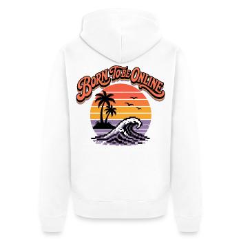 Born to Be Online Retro Sunset Surf - Unisex Premium Bio Zip Hoodie - Weiß - Hinten - Thijin (182cm)