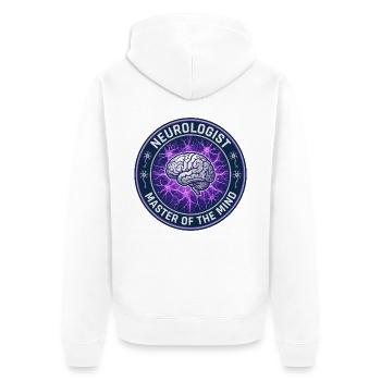 Neurologe Master Of The Mind Gehirnabzeichen Geschenk - Unisex Premium Bio Zip Hoodie - Weiß - Hinten - Thijin (182cm)