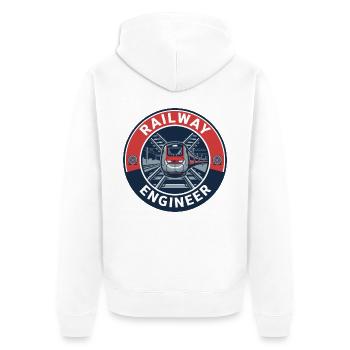Eisenbahnlokführer-Hochgeschwindigkeitszug-Abzeichen als Geschenk - Unisex Premium Bio Zip Hoodie - Weiß - Hinten - Thijin (182cm)
