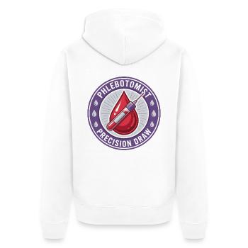 Phlebotomist Blutentnahme-Röhrchen-Abzeichen-Geschenk - Unisex Premium Bio Zip Hoodie - Weiß - Hinten - Thijin (182cm)