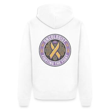 Onkologe Fighting The Fight Band Abzeichen-Geschenk - Unisex Premium Bio Zip Hoodie - Weiß - Hinten - Thijin (182cm)