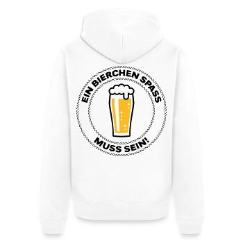 Ein Bierchen Spaß Muss Sein! (Bier Bierglas POS2C) - Unisex Premium Bio Zip Hoodie - Weiß - Hinten - Thijin (182cm)