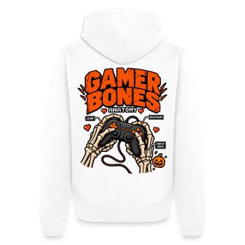 Gamer Knochen Anatomie - Unisex Premium Bio Zip Hoodie - Weiß - Hinten - Thijin (182cm)