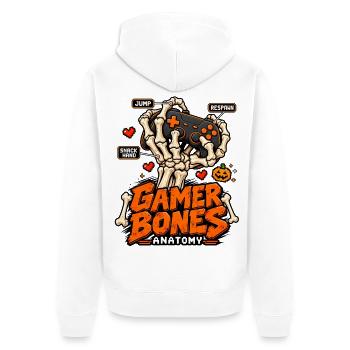 Gamer Bones Anatomie Controller - Unisex Premium Bio Zip Hoodie - Weiß - Hinten - Thijin (182cm)