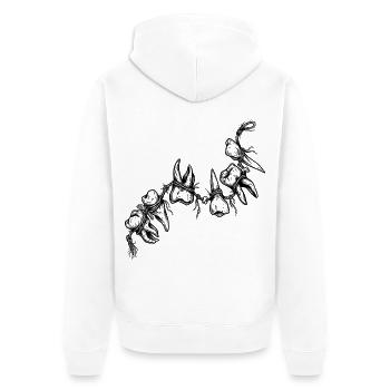 Knochen-Talisman-Halskette – Gotische Zähne und Reißzähne - Unisex Premium Bio Zip Hoodie - Weiß - Hinten - Thijin (182cm)