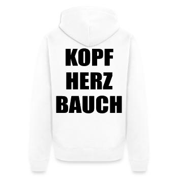 Entscheidungen Kopf Bauch Herz - Unisex Premium Bio Zip Hoodie - Weiß - Hinten - Thijin (182cm)