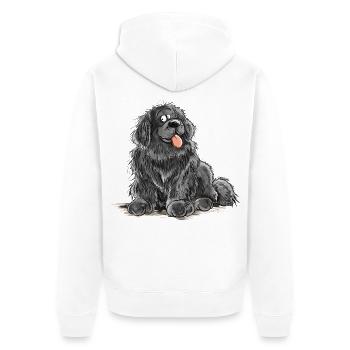 Neufundländer Hund Schwarz Newfie Hunderasse - Unisex Premium Bio Zip Hoodie - Weiß - Hinten - Thijin (182cm)