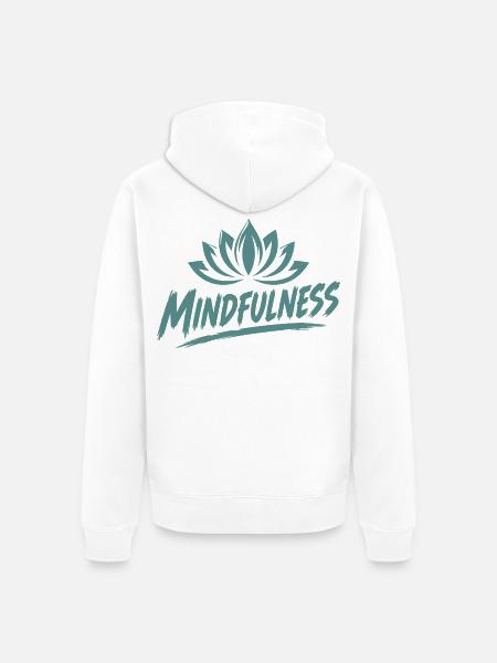 Mindfulness Achtsamkeit Lotusblumen Meditation - Unisex Premium Bio Zip Hoodie - Weiß