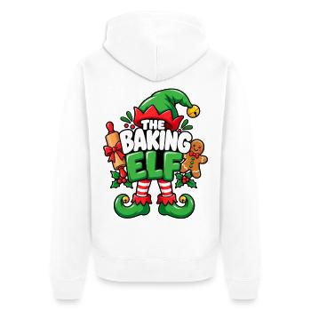 Die Backelf Festtagszauber - Unisex Premium Bio Zip Hoodie - Weiß - Hinten - Thijin (182cm)