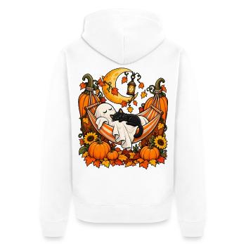 Mondnacht Kürbisnest Katzenschläfer - Unisex Premium Bio Zip Hoodie - Weiß - Hinten - Thijin (182cm)