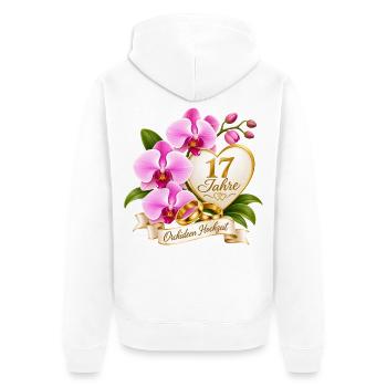 17.Hochzeitstag , Orchideen Hochzeit 17 Jahre - Unisex Premium Bio Zip Hoodie - Weiß - Hinten - Thijin (182cm)