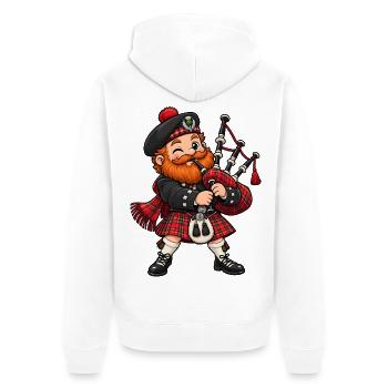 Schotte mit Dudelsack Kawaii Style – Kilt - Unisex Premium Bio Zip Hoodie - Weiß - Hinten - Thijin (182cm)
