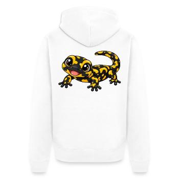 Salamander Kawaii Style – Süßes Amphibienmotiv - Unisex Premium Bio Zip Hoodie - Weiß - Hinten - Thijin (182cm)