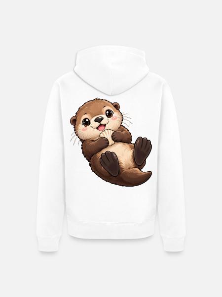 Seeotter Kawaii Style – Süßer Otter - Unisex Premium Bio Zip Hoodie - Weiß