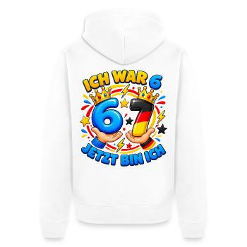 Ich War 6 Jetzt Bin Ich 7 – Six Seven 7 Geburtstag - Unisex Premium Bio Zip Hoodie - Weiß - Hinten - Thijin (182cm)