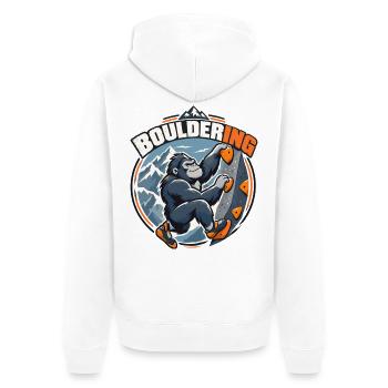 Süßer Gorilla beim Bouldern – Kletter Affe - Unisex Premium Bio Zip Hoodie - Weiß - Hinten - Thijin (182cm)