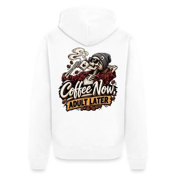 Lustiges Kaffee Skelett Design - Unisex Premium Bio Zip Hoodie - Weiß - Hinten - Thijin (182cm)