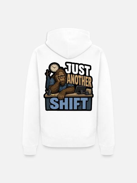 Just Another Shift Bigfoot - Unisex Premium Bio Zip Hoodie - Weiß