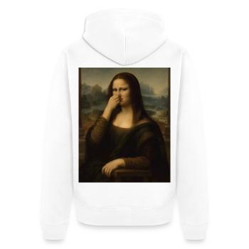 Die Mona Lisa bedeckt ihre Nase - Unisex Premium Bio Zip Hoodie - Weiß - Hinten - Thijin (182cm)