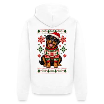 Weihnachtshund im SkandiPullover - Unisex Premium Bio Zip Hoodie - Weiß - Hinten - Thijin (182cm)