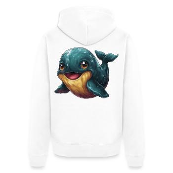 Kuschelfreund Wal Cartoon - Unisex Premium Bio Zip Hoodie - Weiß - Hinten - Thijin (182cm)