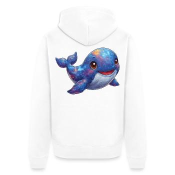 Kosmischer Wal im Sternenmeer - Unisex Premium Bio Zip Hoodie - Weiß - Hinten - Thijin (182cm)