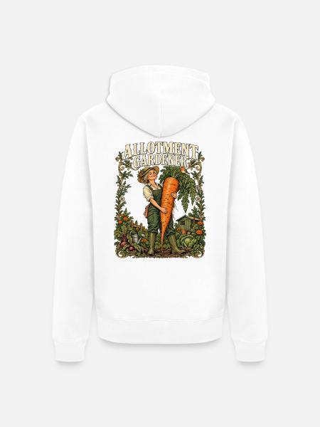 Gärtner mit einer großen Karotte - Unisex Premium Bio Zip Hoodie - Weiß