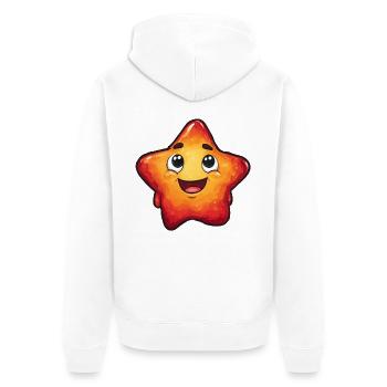 Lächelnder Stern mit Gradient - Unisex Premium Bio Zip Hoodie - Weiß - Hinten - Thijin (182cm)