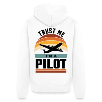 Trust me I'm a Pilot with Airplane Flugzeug Pilot - Unisex Premium Bio Zip Hoodie - Weiß - Hinten - Thijin (182cm)