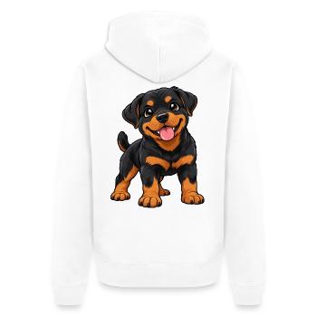 Rottweiler Kawaii Style – Süßer Hund - Unisex Premium Bio Zip Hoodie - Weiß - Hinten - Thijin (182cm)