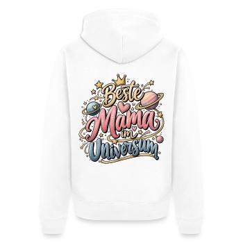 Planeten Sterne Muttertag Beste Mama im Universum - Unisex Premium Bio Zip Hoodie - Weiß - Hinten - Thijin (182cm)