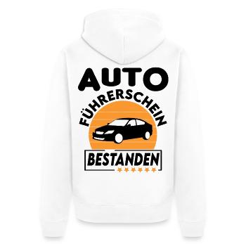 Auto Führerschein bestanden Sprüche fahren - Unisex Premium Bio Zip Hoodie - Weiß - Hinten - Thijin (182cm)