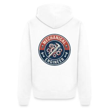 Vintage Mechanical Engineer Bauplan-Zahnräder-Abzeichen - Unisex Premium Bio Zip Hoodie - Weiß - Hinten - Thijin (182cm)