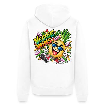 Veggie Wins Zwiebel - Unisex Premium Bio Zip Hoodie - Weiß - Hinten - Thijin (182cm)