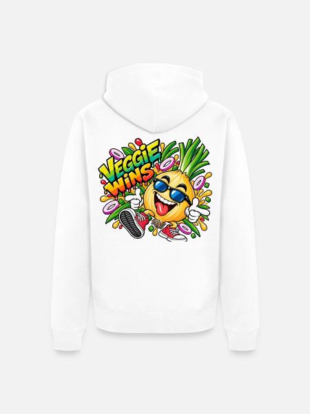 Veggie Wins Zwiebel - Unisex Premium Bio Zip Hoodie - Weiß