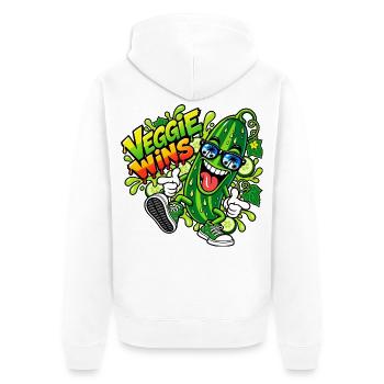 Veggie Wins Gurke - Unisex Premium Bio Zip Hoodie - Weiß - Hinten - Thijin (182cm)