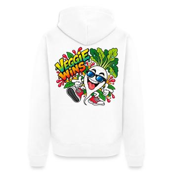 Veggie Wins Rettich - Unisex Premium Bio Zip Hoodie - Weiß - Hinten - Thijin (182cm)