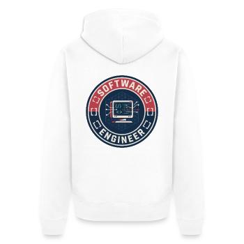 Vintage Software Engineer Code Terminal Patch Top - Unisex Premium Bio Zip Hoodie - Weiß - Hinten - Thijin (182cm)