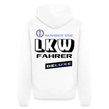 LKW Number One Deluxe Bester Lastwagen - Unisex Premium Bio Zip Hoodie - Weiß - Hinten - Thijin (182cm)