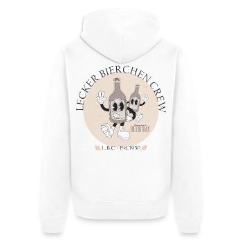 Biercrew - Internationaler BierTag  - Unisex Premium Bio Zip Hoodie - Weiß - Hinten - Thijin (182cm)